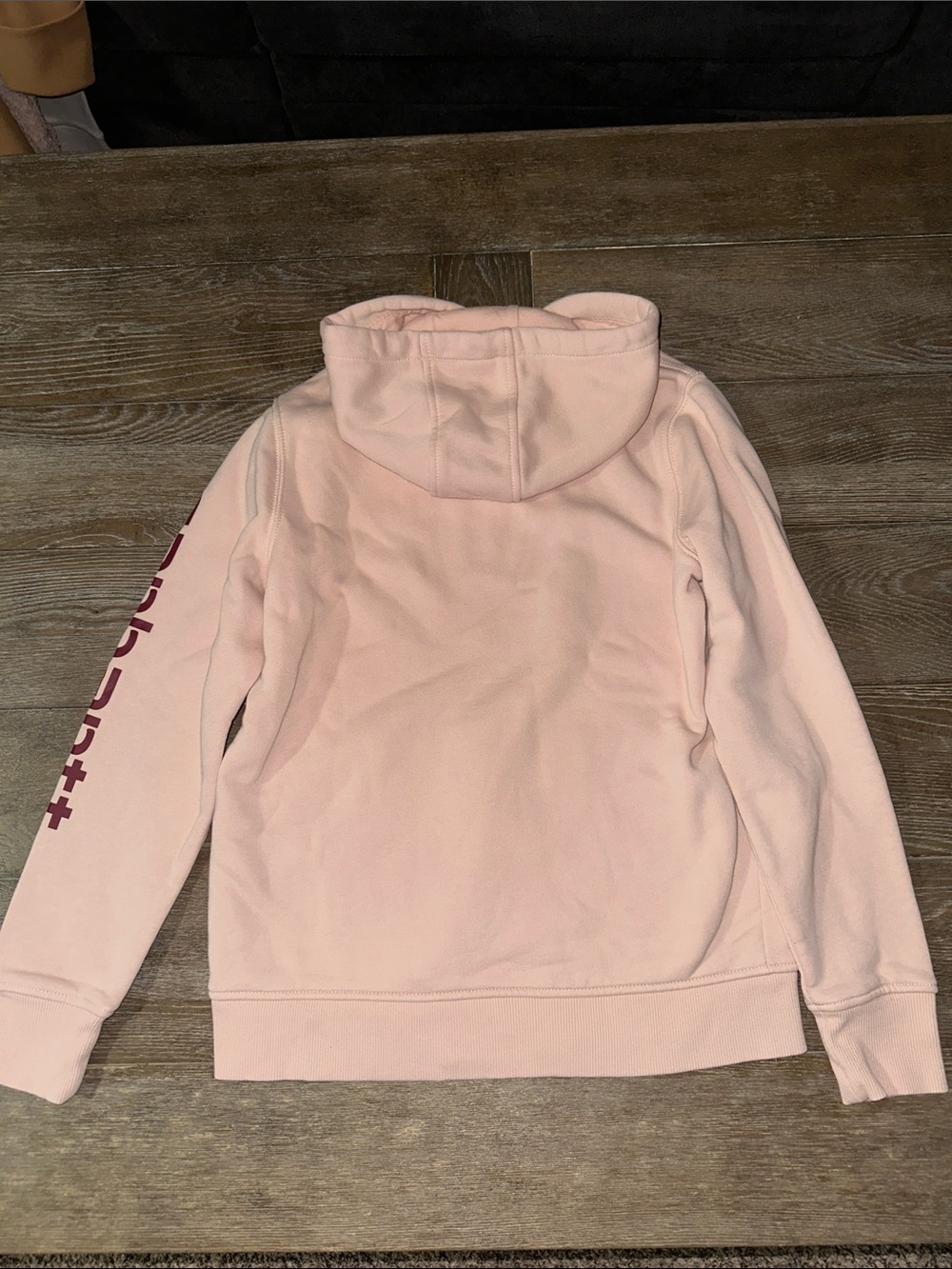 Carhartt Light Pink Hoodie with Maroon Logo - Picture 3 of 3